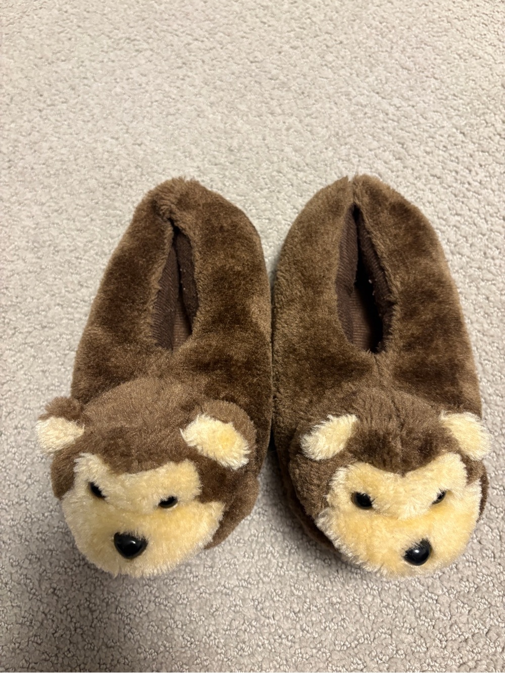 Cozy Plush Bear Slippers in Brown and Cream